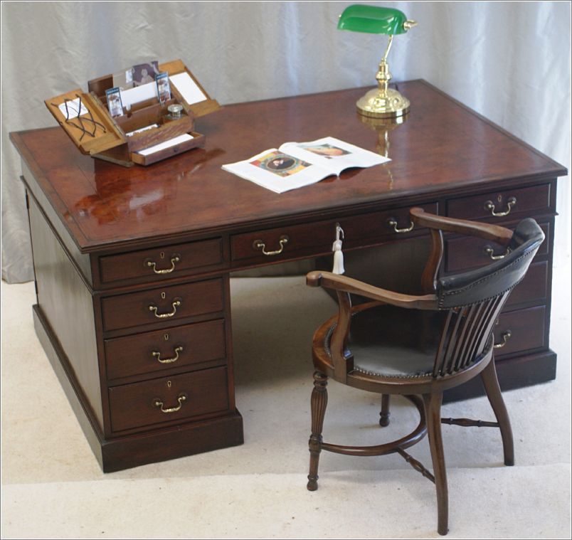 1038 Antique Victorian Mahogany Partners Desk (3)